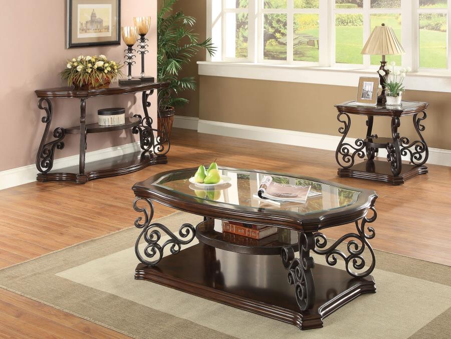 Laney 1-shelf Glass Top Rectangular Coffee Table Deep Merlot - Home & Sleep Outlet