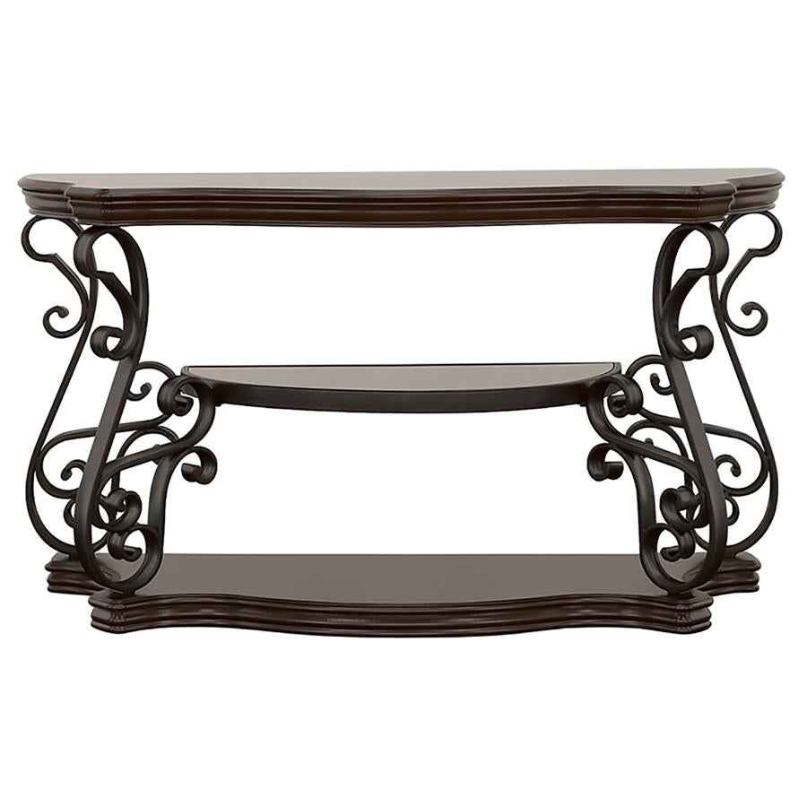 Laney Scrollwork Entryway Sofa Console Table Deep Merlot - Home & Sleep Outlet