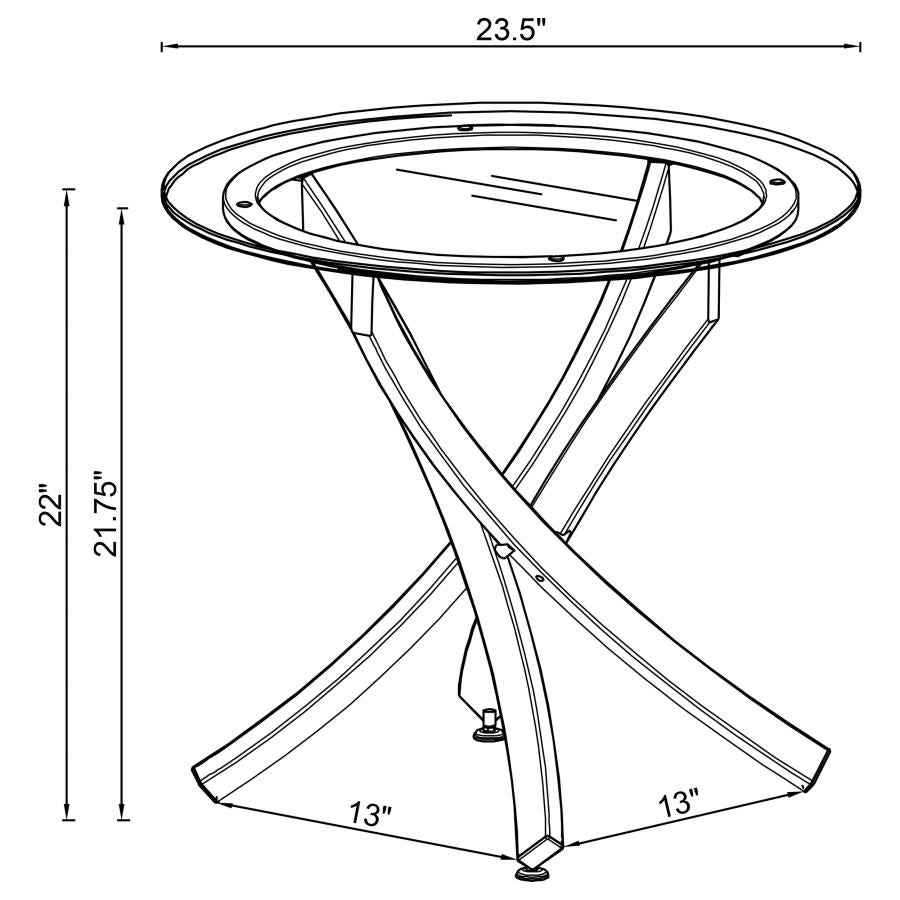 Brooke Round Glass Top Side End Table Metal Base Chrome - Home & Sleep Outlet