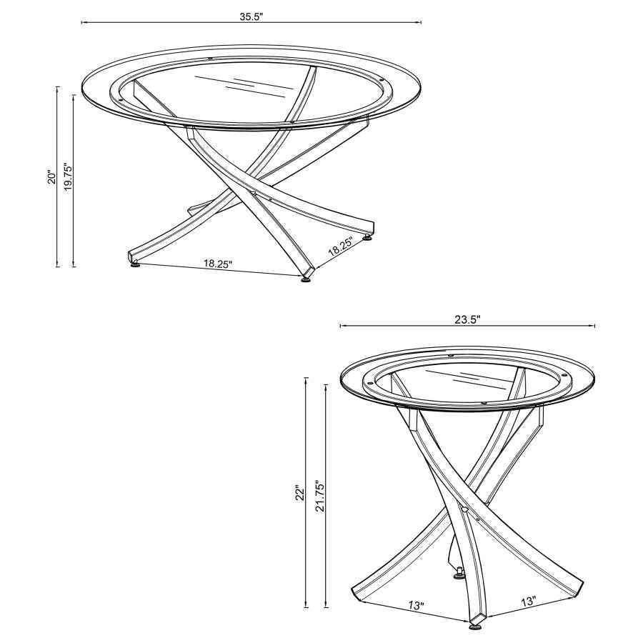 Brooke 2-piece Round Coffee and End Table Set Chrome - Home & Sleep Outlet
