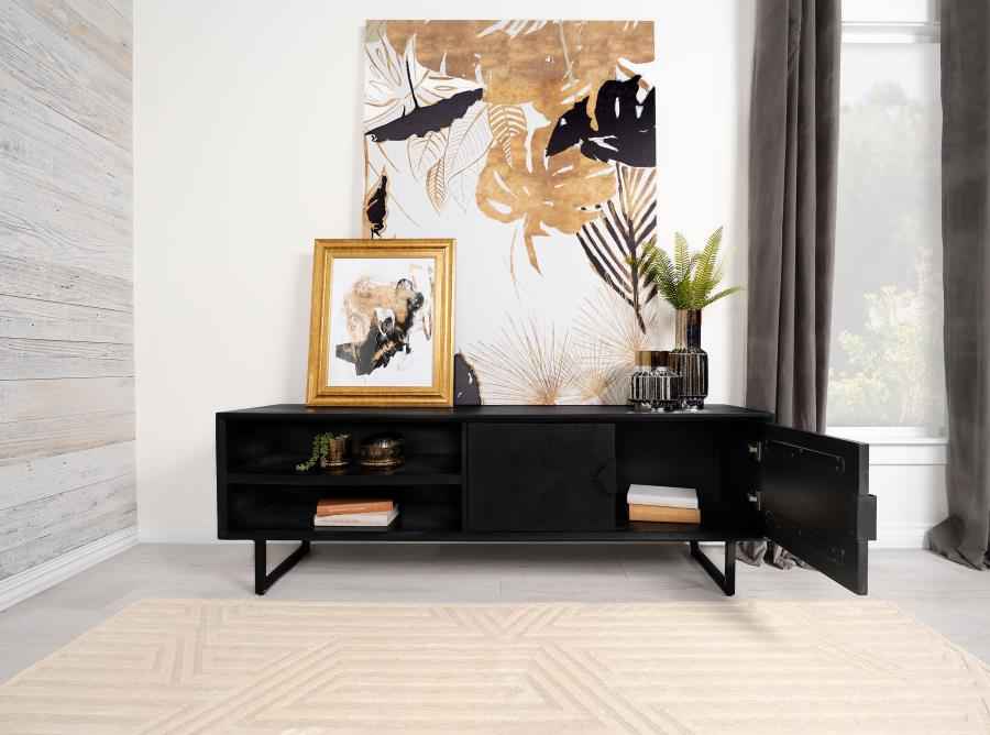 Marsden 2-door Mango Wood 70-inch TV Stand Charcoal Black
