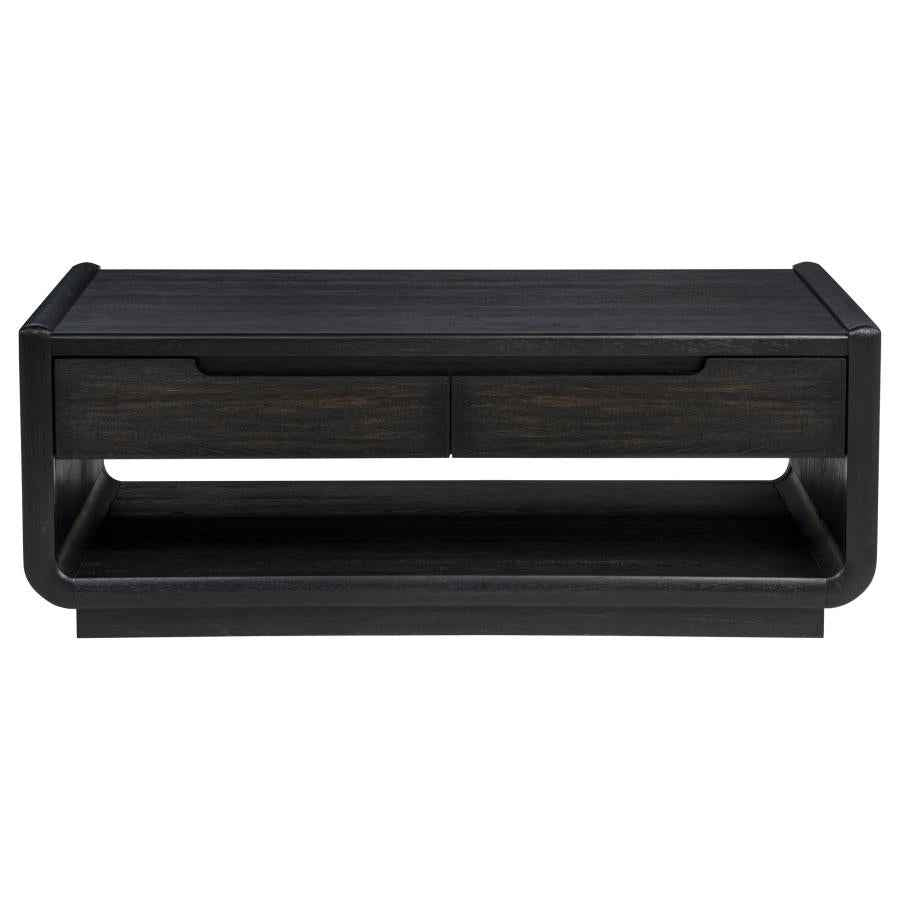 Leandro 2-drawer Wood Cocktail Coffee Table Burnished Black