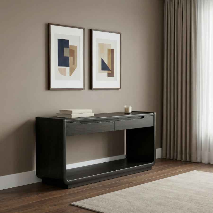 Leandro 2-drawer Entryway Sofa Console Table Burnished Black