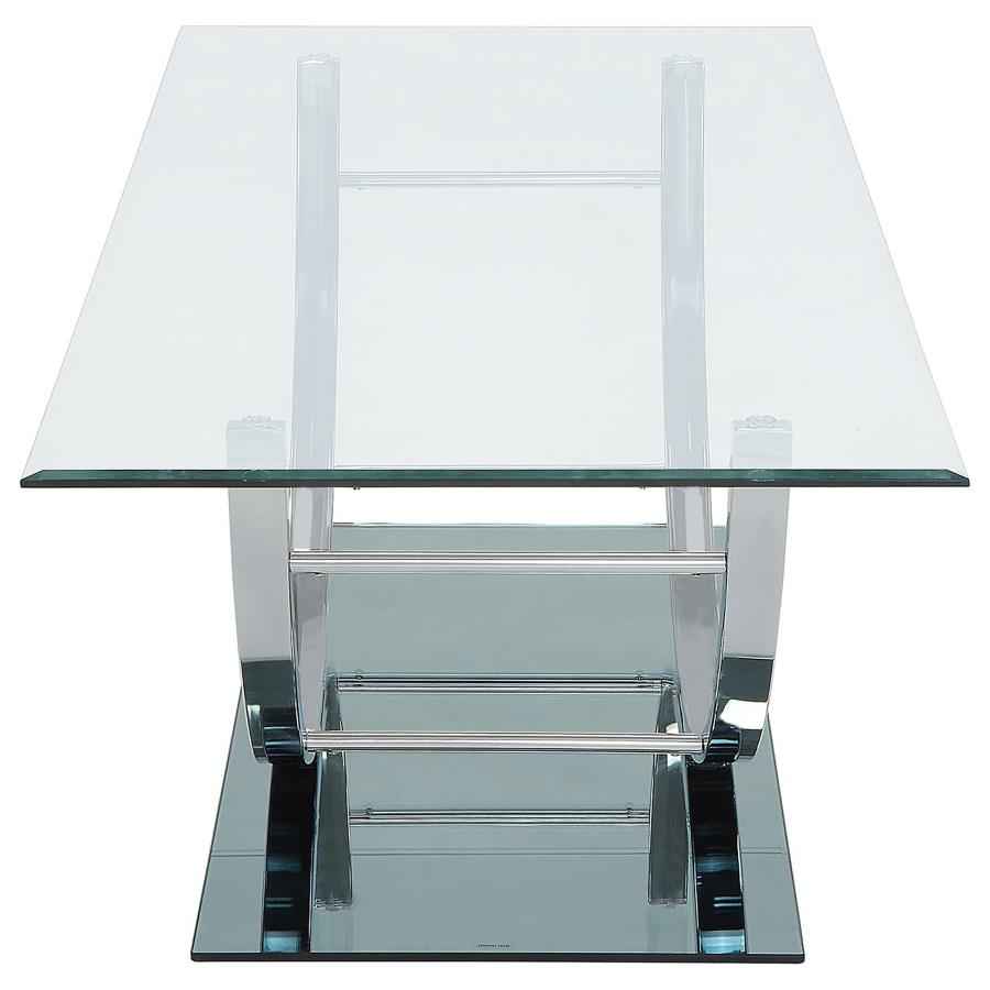Danville Rectangular U-Shaped Glass Top Coffee Table Chrome