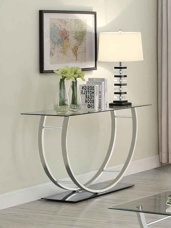 Danville U-shaped Glass Top Entryway Console Table Chrome