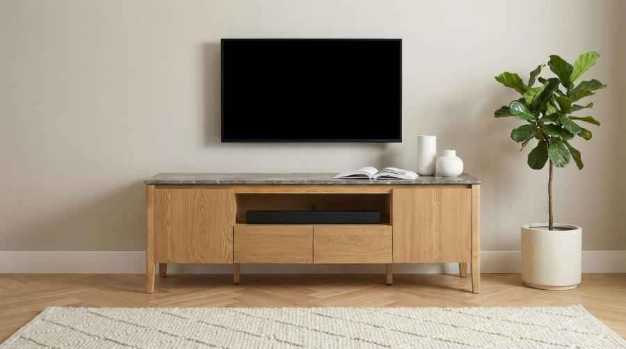 Bradley 63-inch 2-Door SmartTop TV Stand Grey and Natural