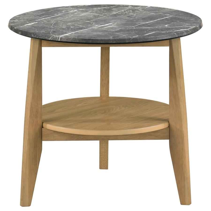 Bradley Round SmartTop End Side Table Grey and Natural