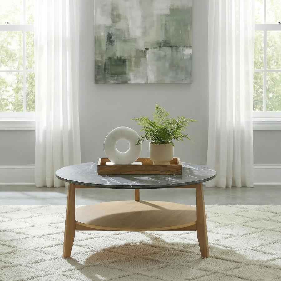 Bradley Round SmartTop Cocktail Coffee Table Grey and Natural