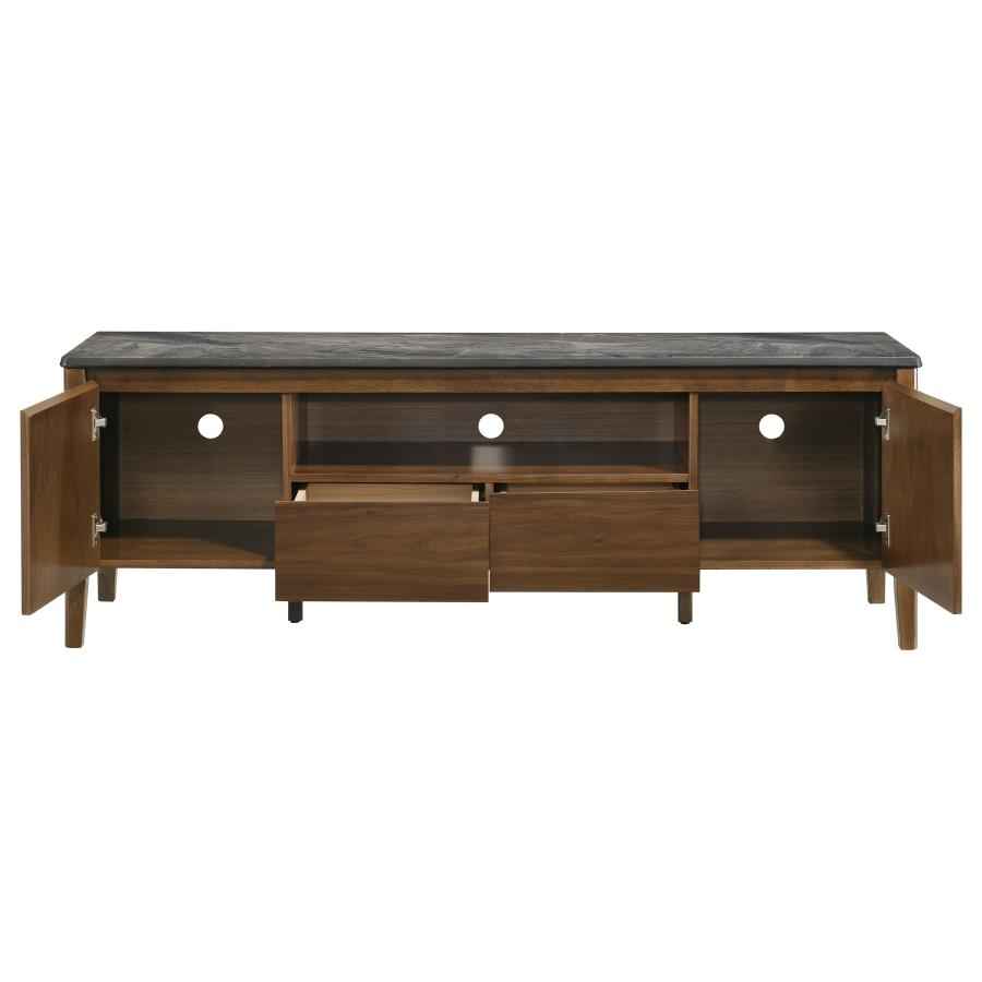 Bradley 63-inch 2-Door SmartTop TV Stand Smokey Grey and Brown