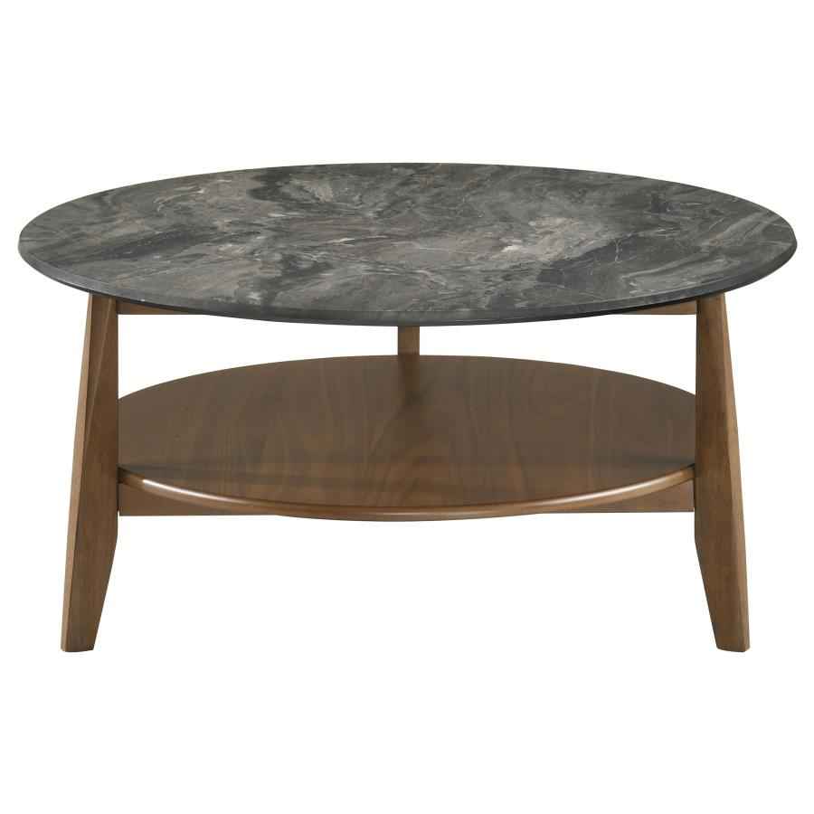 Bradley Round SmartTop Cocktail Coffee Table Smokey Grey and Brown