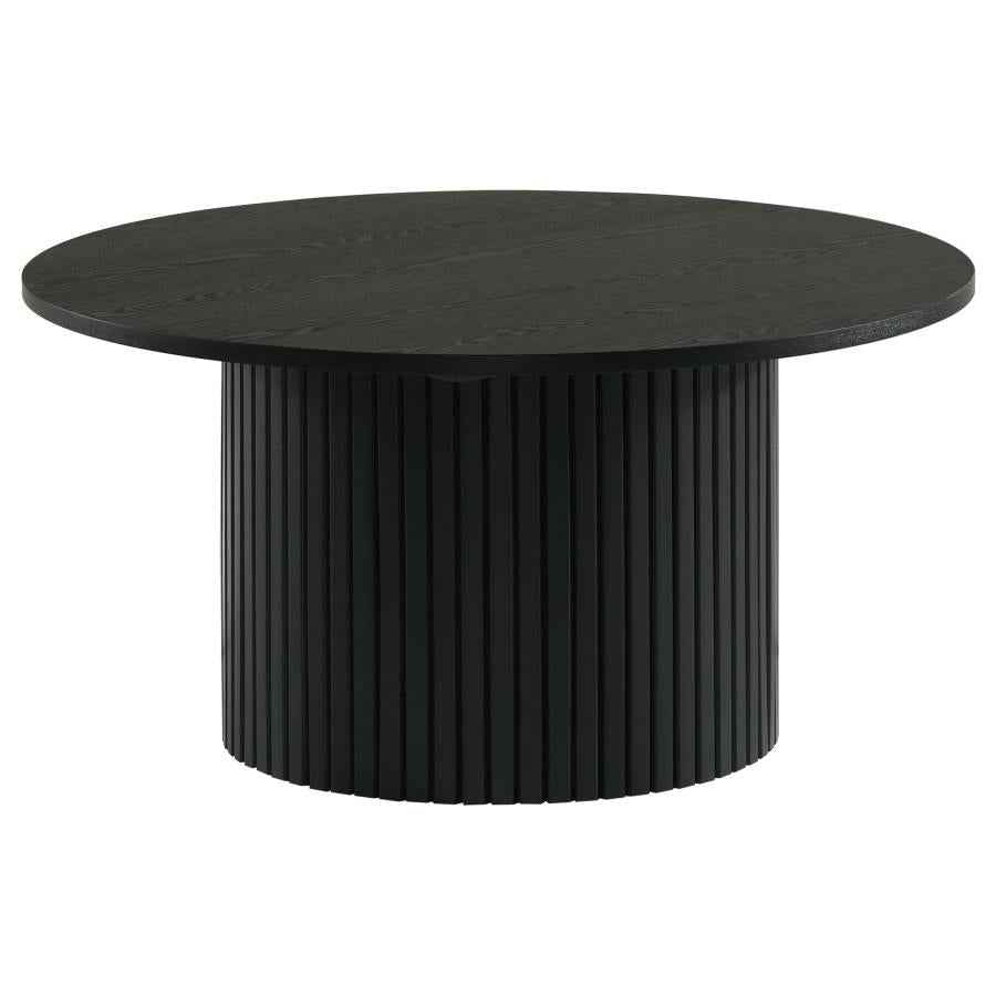 Hamlyn 2-piece Round Fluted Coffee and End Table Set Black