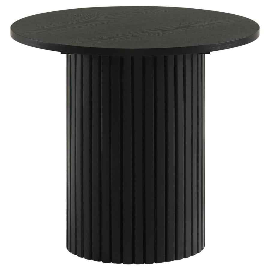 Hamlyn 3-piece Round Fluted Coffee and End Table Set Black