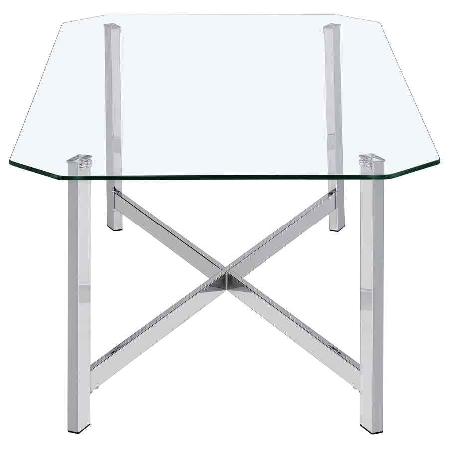 Cronin Rectangular Tempered Glass Top Cocktail Coffee Table Chrome