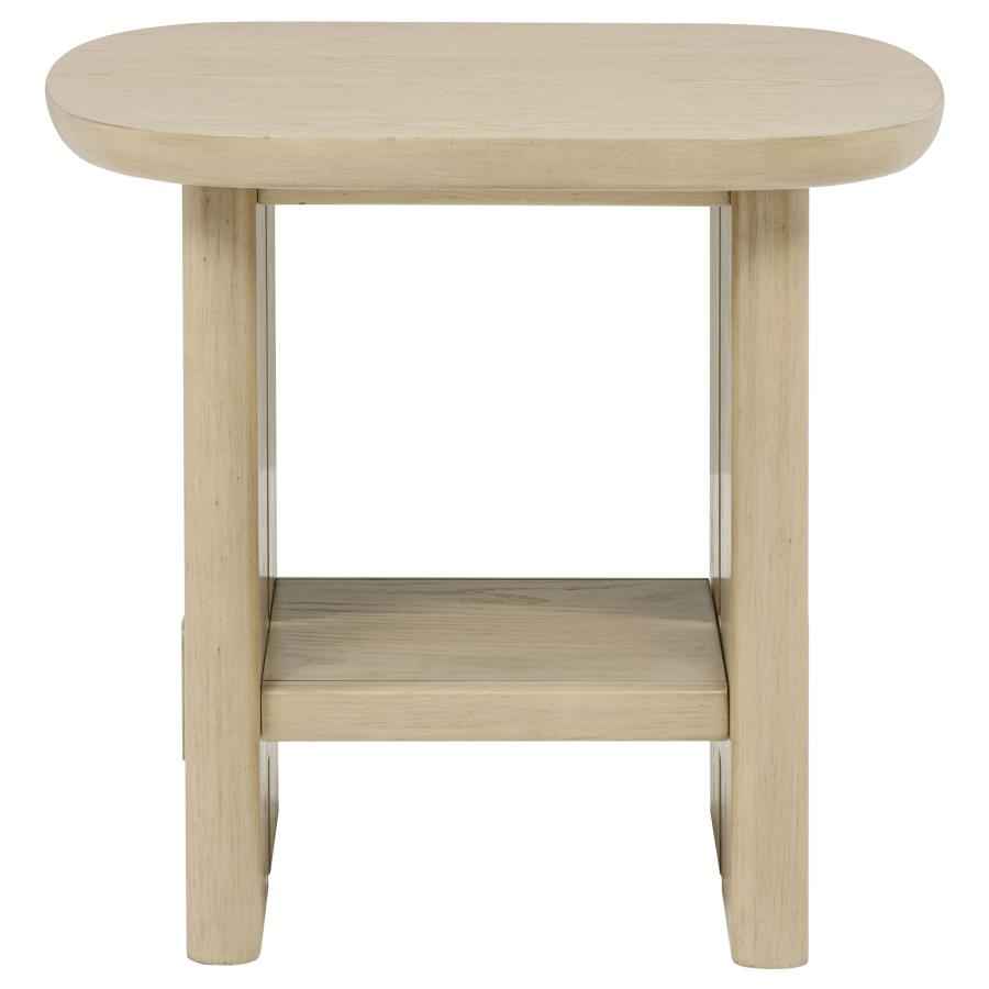 Kailani 2-piece Coastal Coffee and End Table Set Beige Oak
