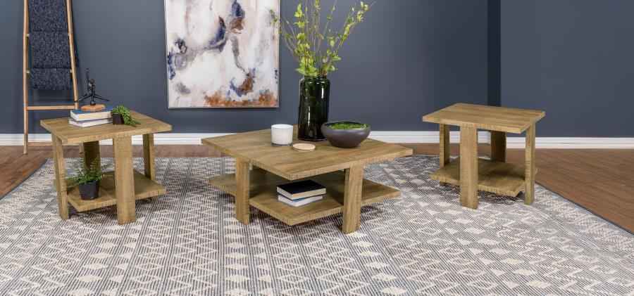Dawn 3-piece Round Coffee and End Table Set Mango Brown