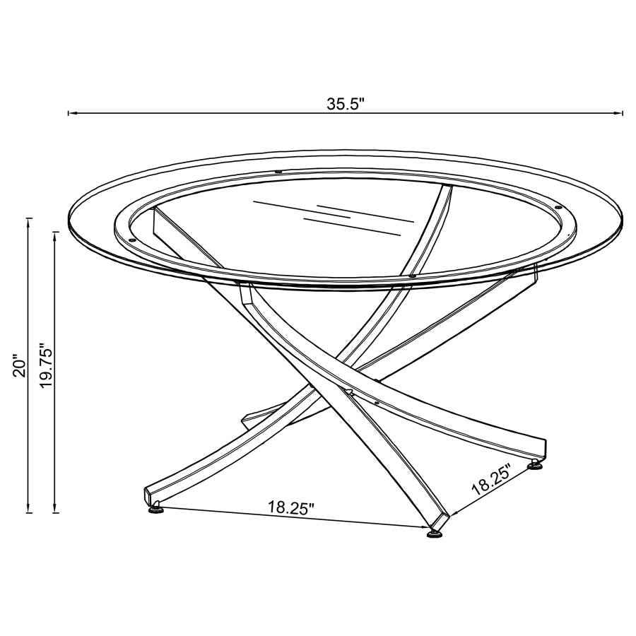 Brooke Round Glass Top Coffee Table Metal Base Brass