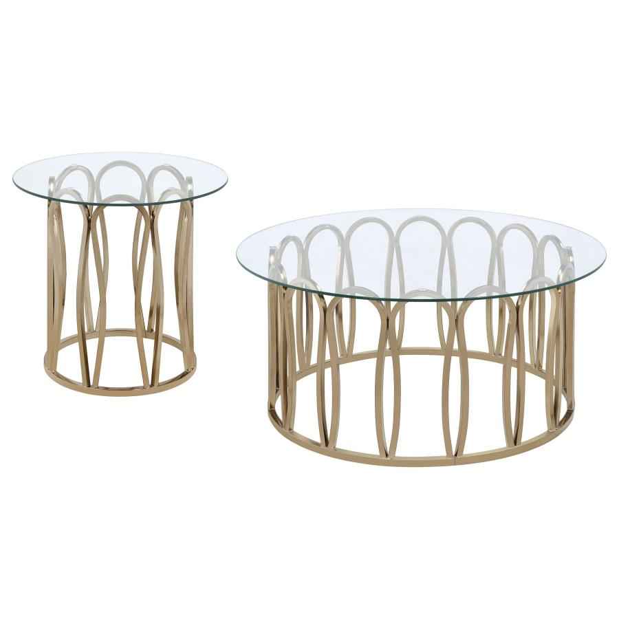 Monett 2-piece Coffee and End Table Set Chocolate Chrome