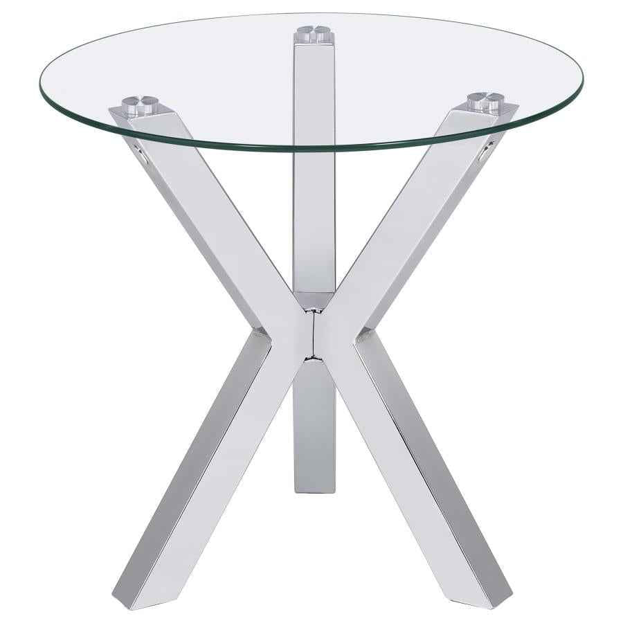 Kenzie 3-piece Round Coffee and End Table Set Chrome