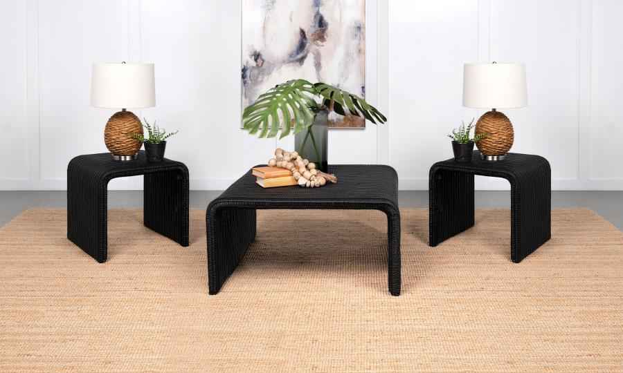 Cahya 3-piece Rattan Coffee and End Table Set Black - Home & Sleep Outlet