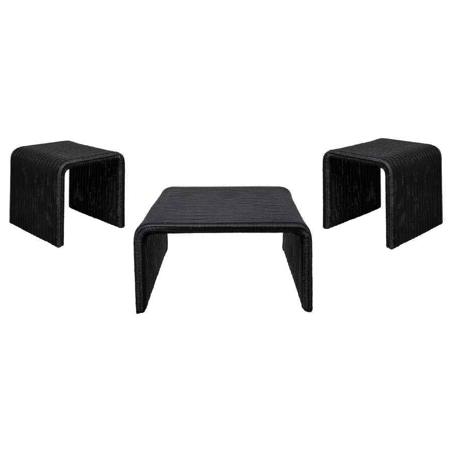 Cahya 3-piece Rattan Coffee and End Table Set Black - Home & Sleep Outlet