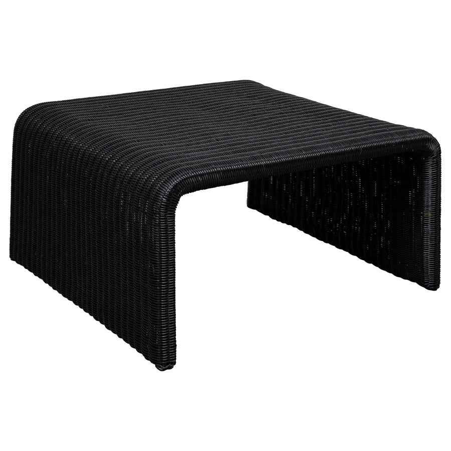 Cahya Woven Rattan Square Coffee Table Black - Home & Sleep Outlet