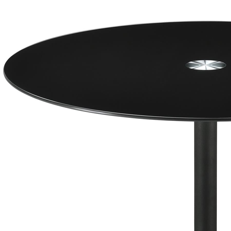 Ganso Round Metal End Table With Tempered Glass Top Black - Home & Sleep Outlet