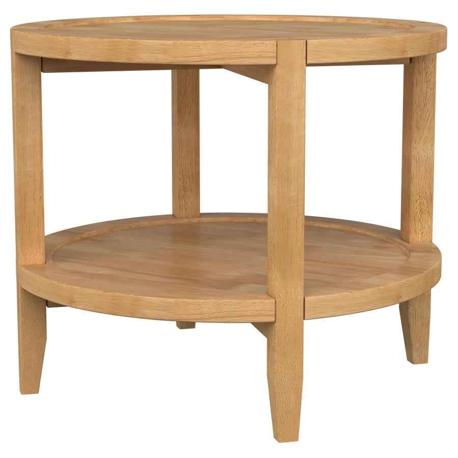 Camillo Round Solid Wood Side End Table Maple Brown - Home & Sleep Outlet