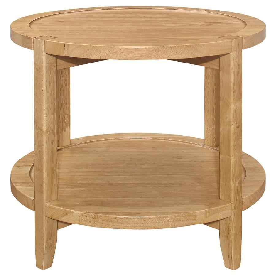 Camillo Round Solid Wood Side End Table Maple Brown - Home & Sleep Outlet