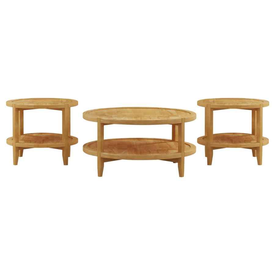 Camillo 3-piece Round Coffee and End Table Set Maple - Home & Sleep Outlet