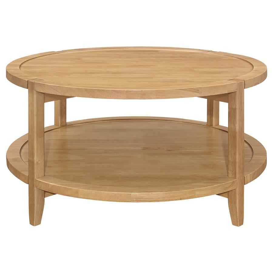 Camillo Round Solid Wood Coffee Table Maple Brown - Home & Sleep Outlet