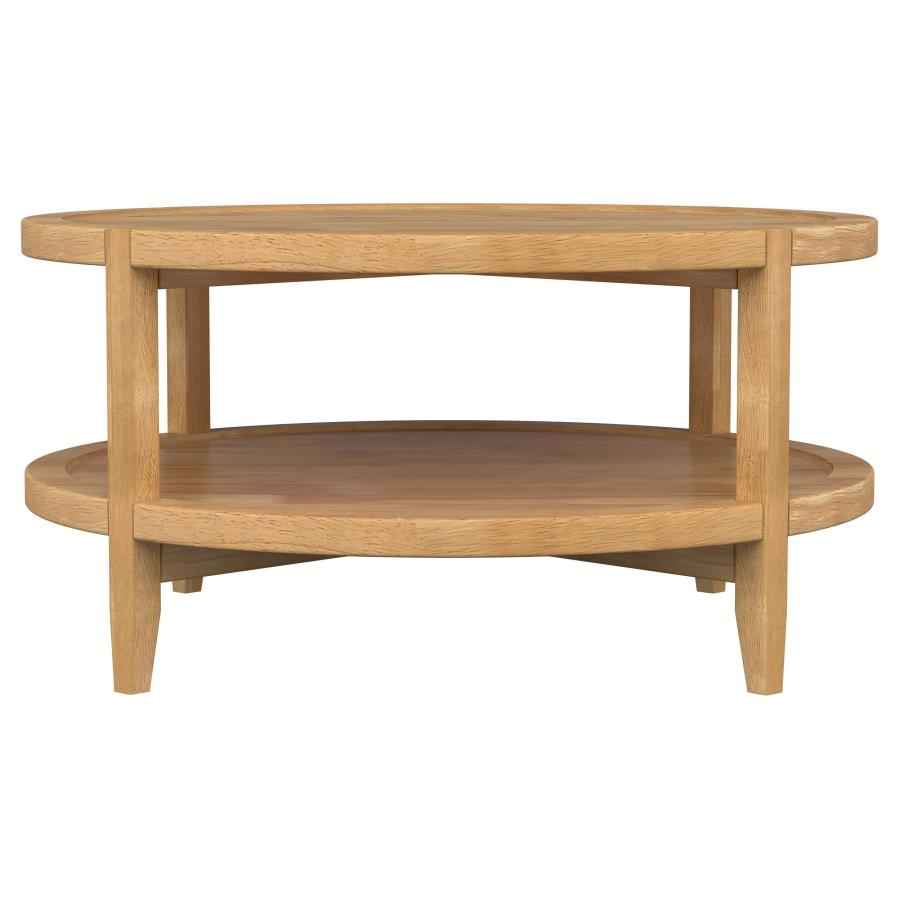 Camillo Round Solid Wood Coffee Table Maple Brown - Home & Sleep Outlet