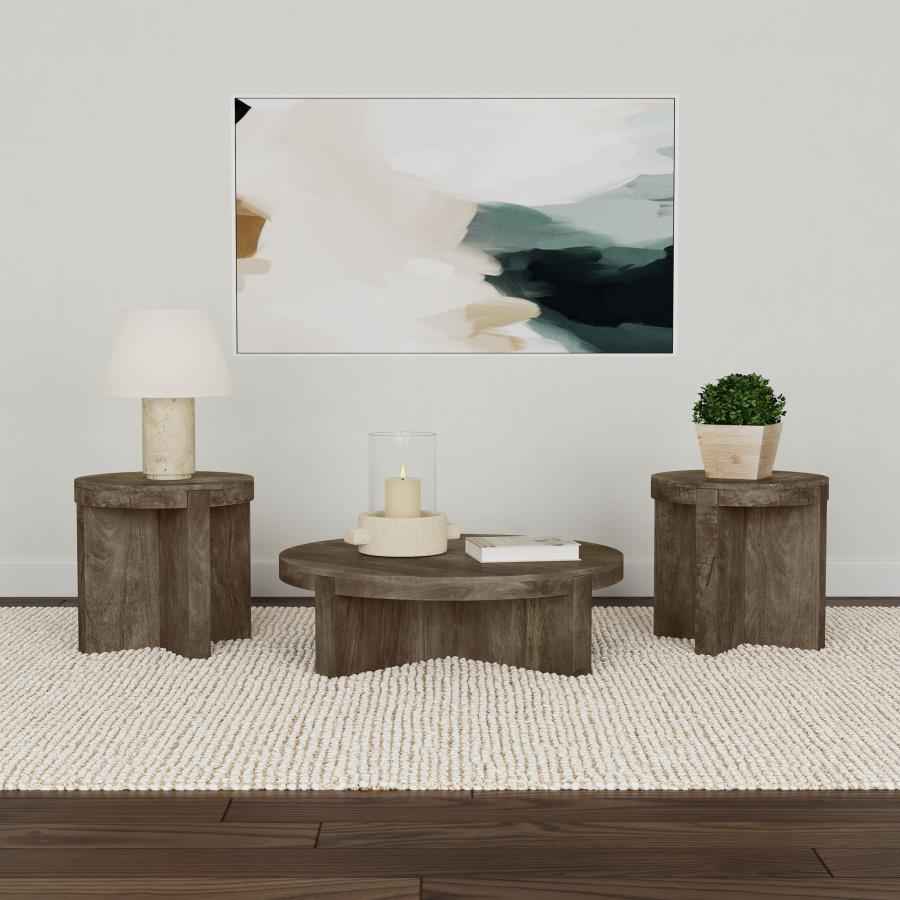 Kinkaid 3-piece Solid Wood Coffee and End Table Set Brown