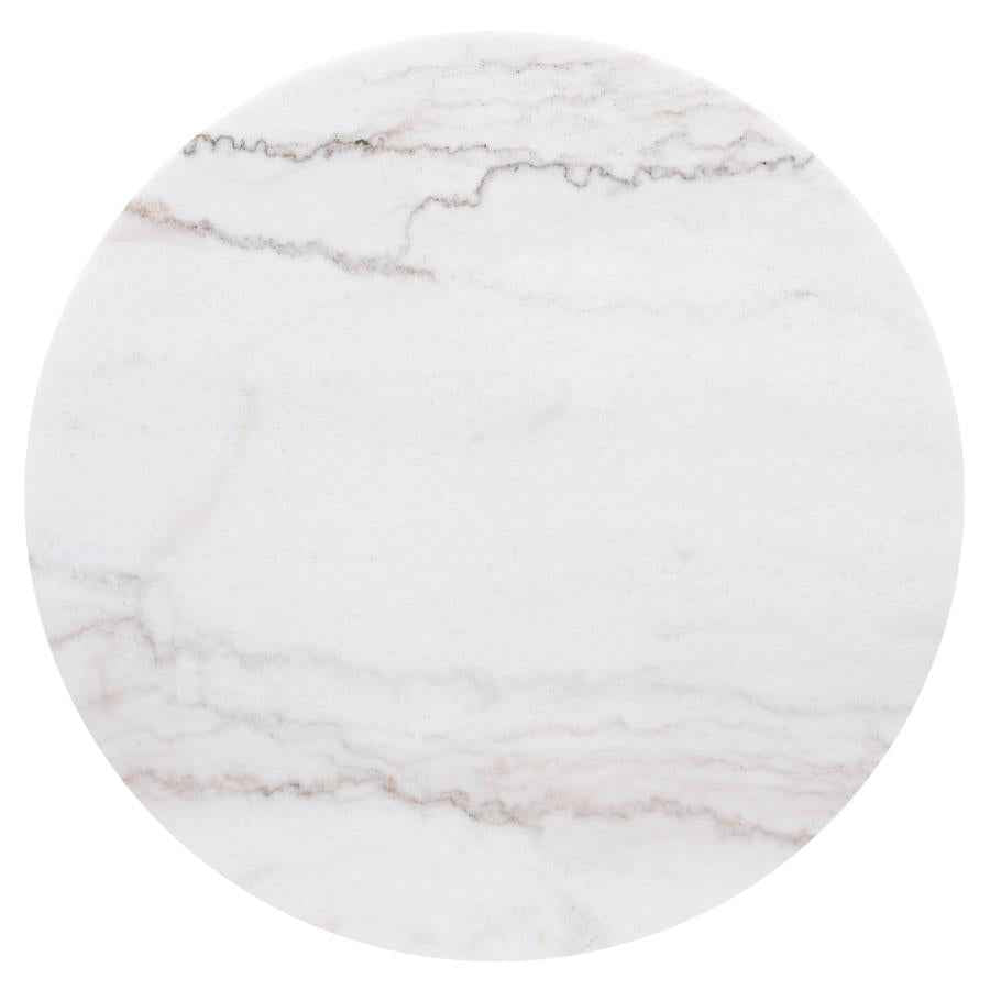 Jason Round White Marble Top Side End Table Charcoal