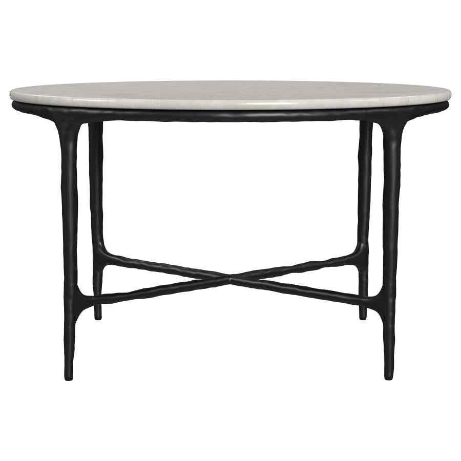 Hermas Round Genuine Marble Top Metal Coffee Table White