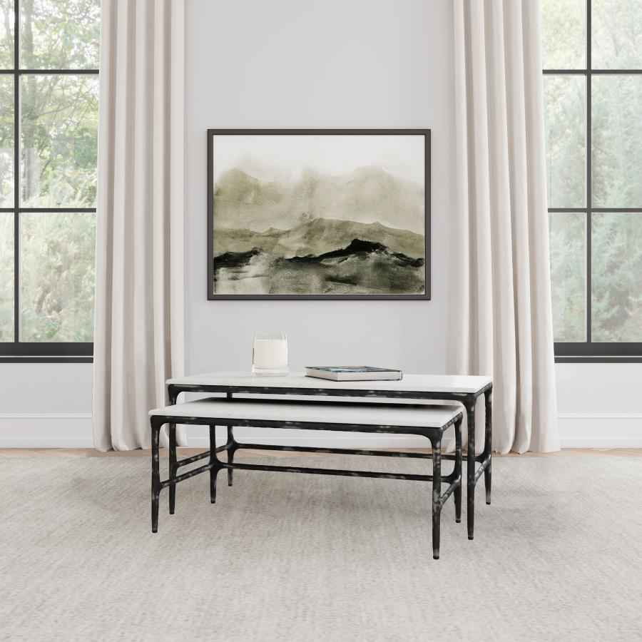 Ebby 2-piece Genuine Marble Top Nesting Coffee Tables White