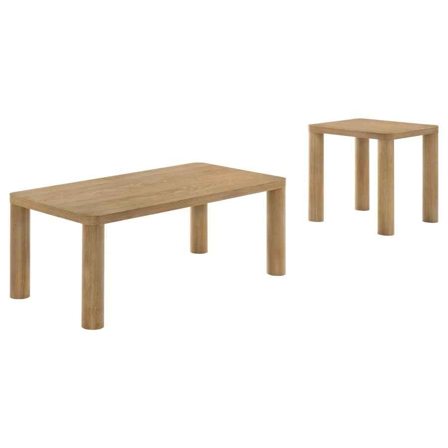 Castlewood 2-piece Cocktail Coffee Table Set Light Oak