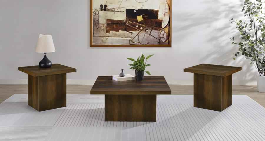 Devar 3-piece Square Coffee and End Table Set Dark Pine
