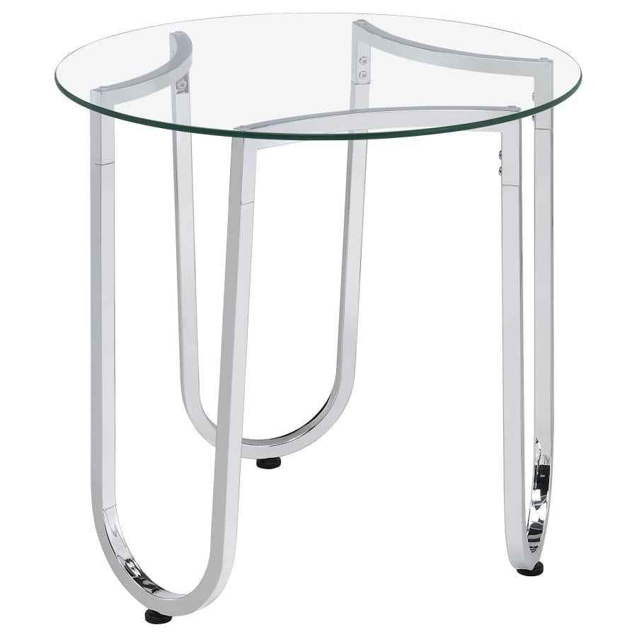 Beller 2-piece Round Tempered Glass Top Coffee Table Set Chrome
