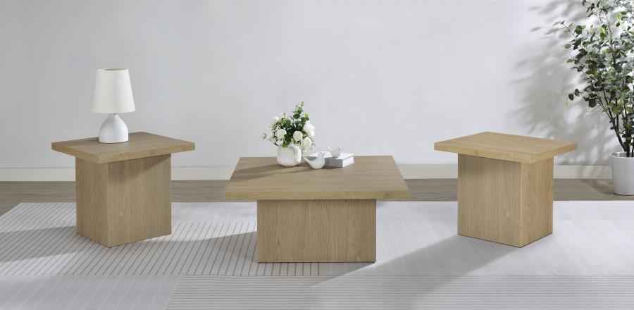 Devar 3-piece Square Cocktail Coffee End Table Set Latte