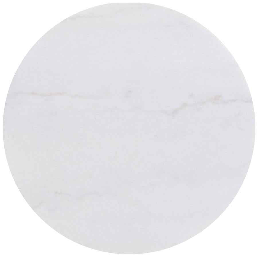 Jason Round White Marble Top Coffee Table Honey Brown
