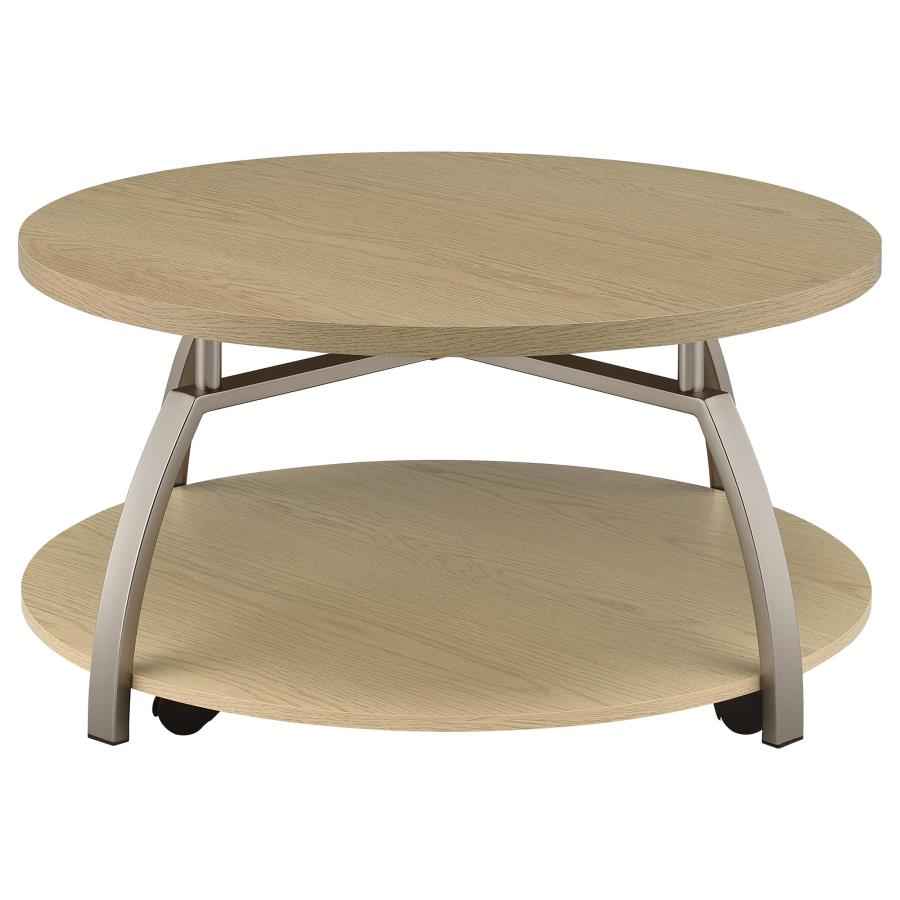 Dacre Round Engineered Wood Top Coffee Table Greige