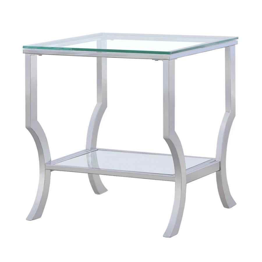 Saide Square Glass Top Side End Table Chrome
