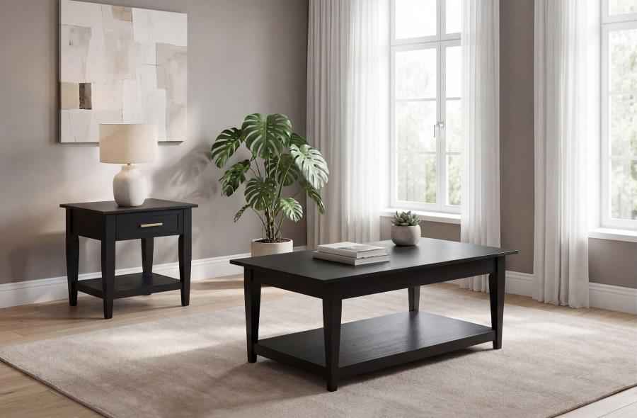 Lindenton 2-piece Wood Lift-Top Coffee and End Table Set Black