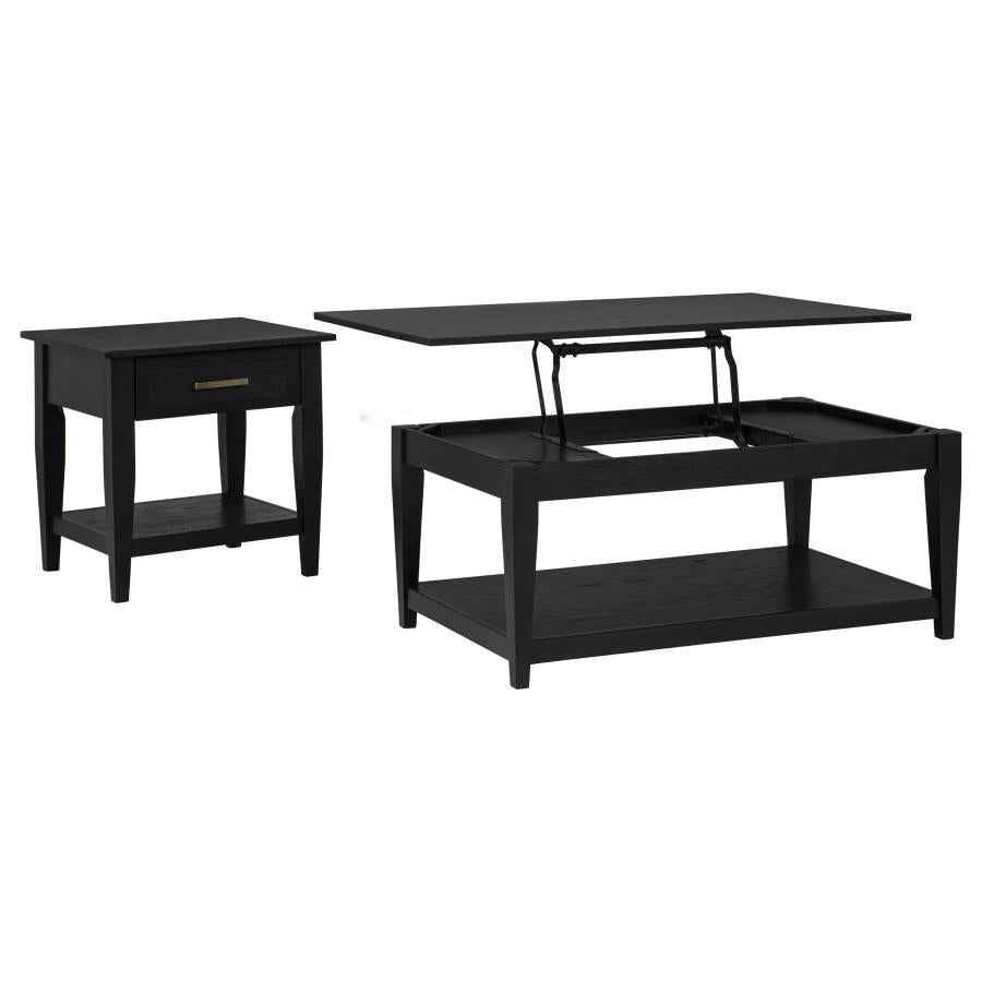 Lindenton 2-piece Wood Lift-Top Coffee and End Table Set Black