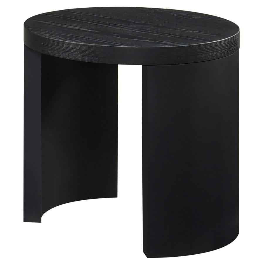 Sweeney 24-inch Round Wood Occasional Side End Table Black