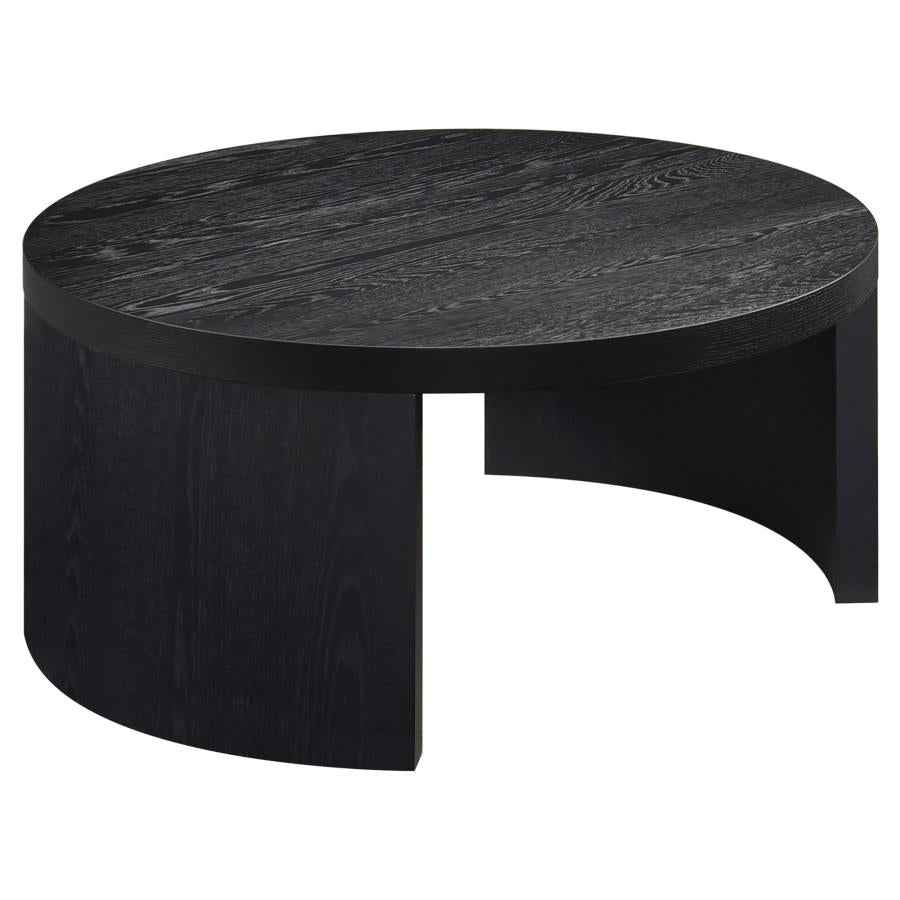 Sweeney 39-inch Round Wood Occasional Cocktail Coffee Table Black
