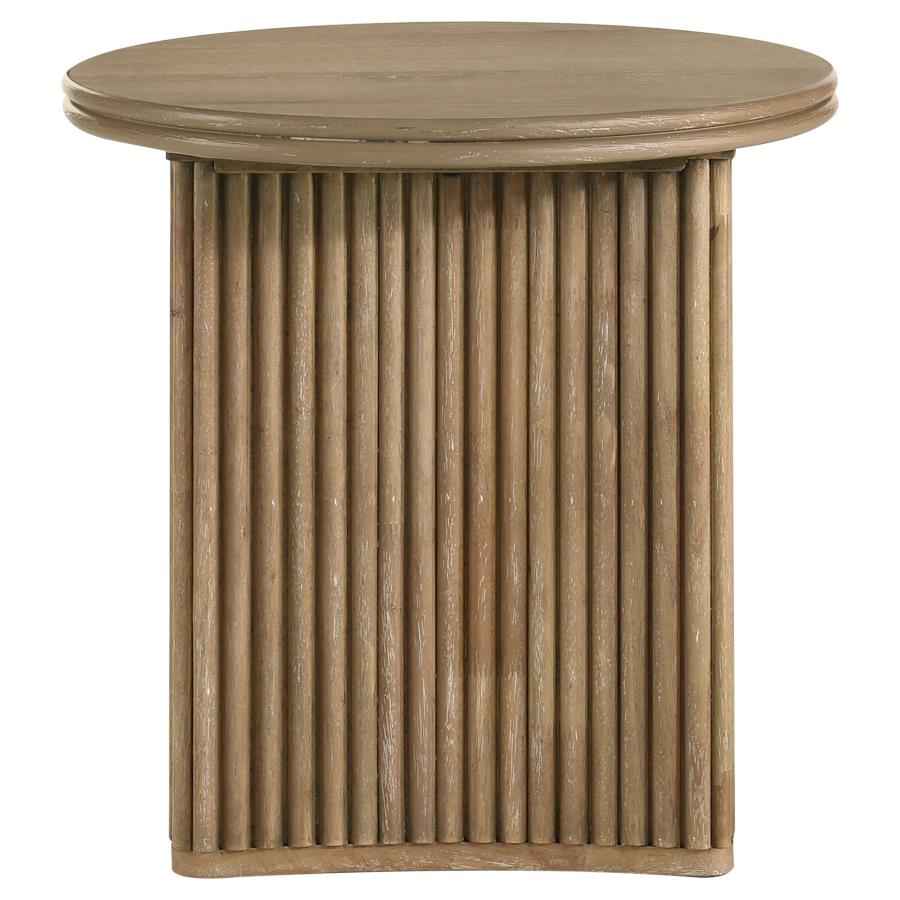 Adina 3-piece Round Coffee Table Set Distressed Light Brown