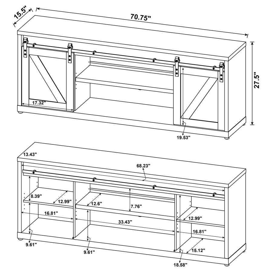 Brockton 2-door Engineered Wood 71-inch TV Stand Grey Driftwood - Home & Sleep Outlet