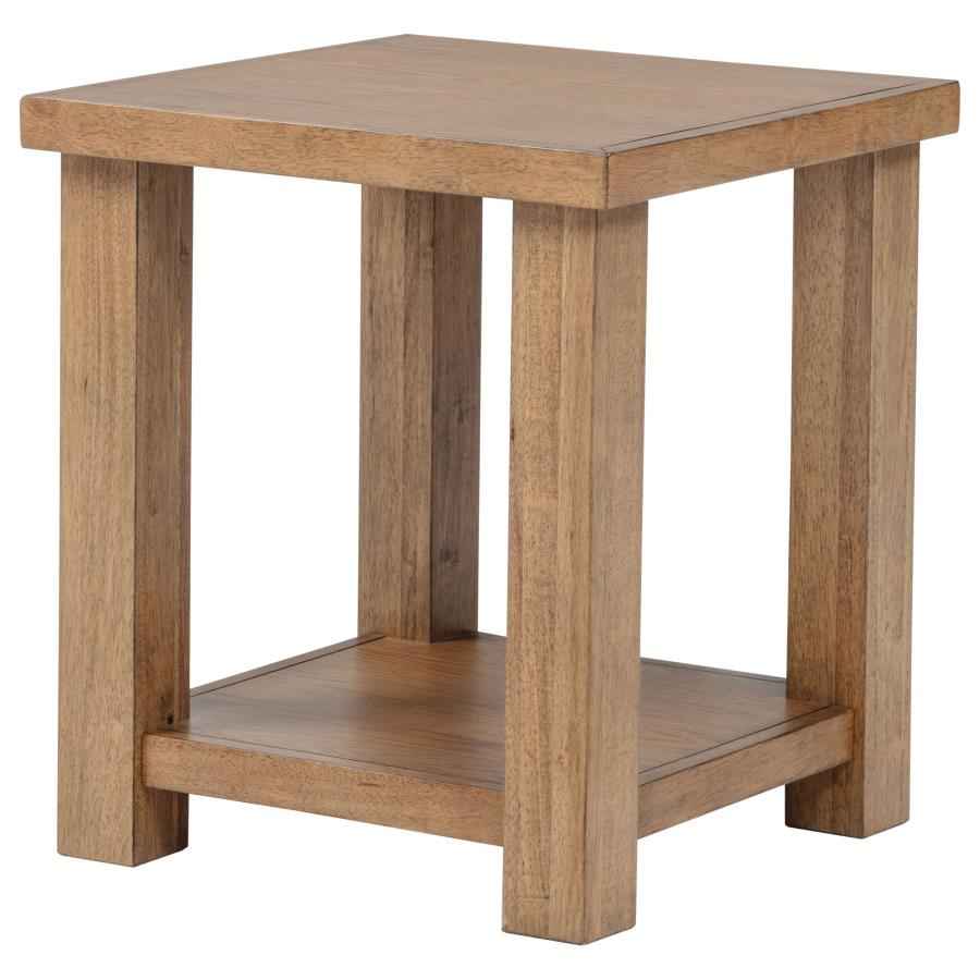 Beasley Square Wood End Side Table With Shelf Golden Oak - Home & Sleep Outlet