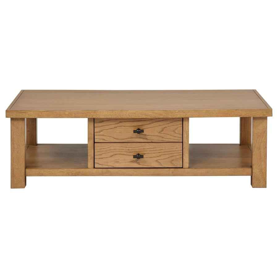 Beasley 2-Drawer Wood Coffee Table Golden Oak - Home & Sleep Outlet